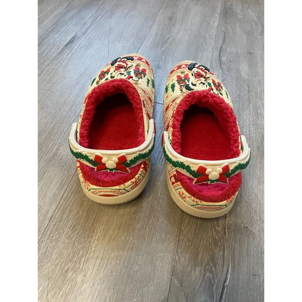 Crocs Disney Santa Mickey Mouse Fair Isle Holiday Lined Clogs M6 W8 211520-90H